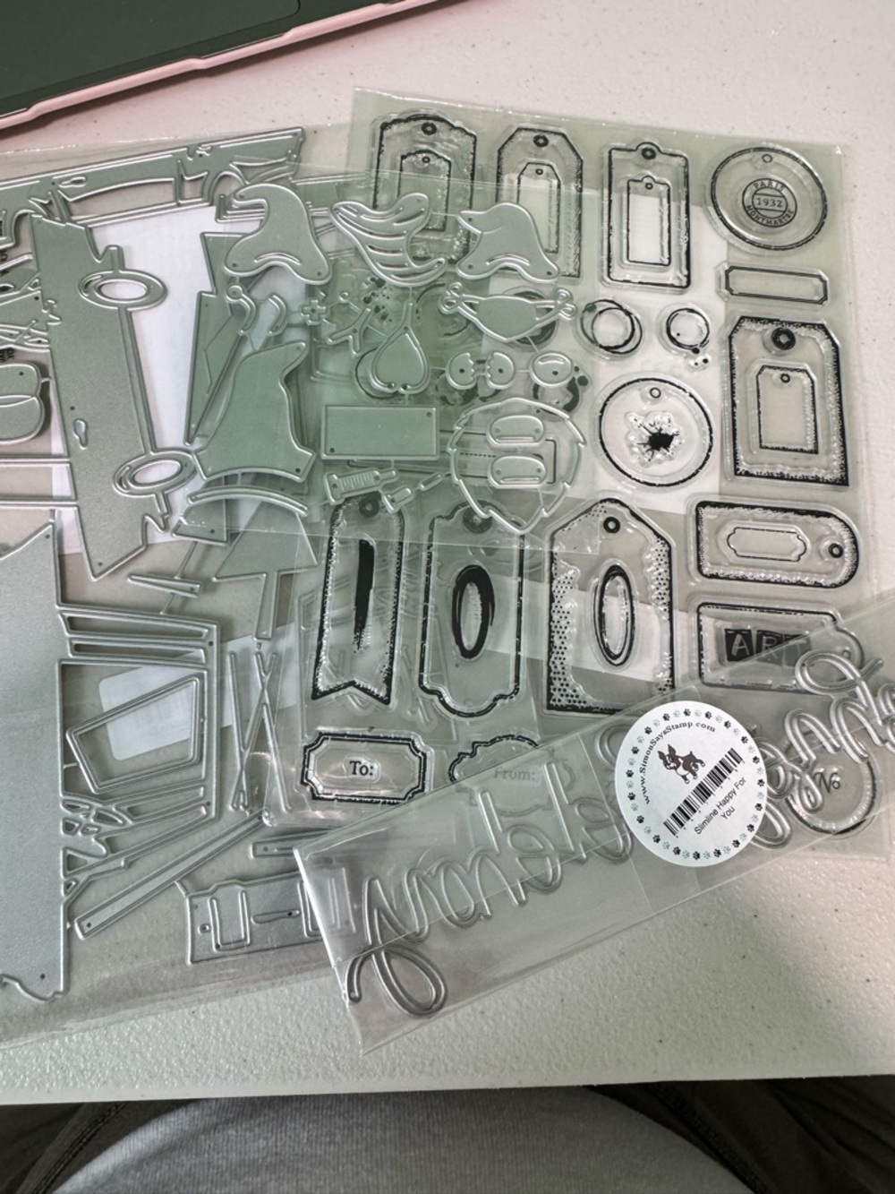 Clear Acrylic Craft Stamp set,  Vehicle Die Set, Happy for You die, Gnome die